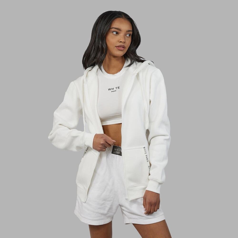 Blvck Paris Hoodie Women's Whte Branded Hooded Sweatshirt Hoodie Zip Logo Small